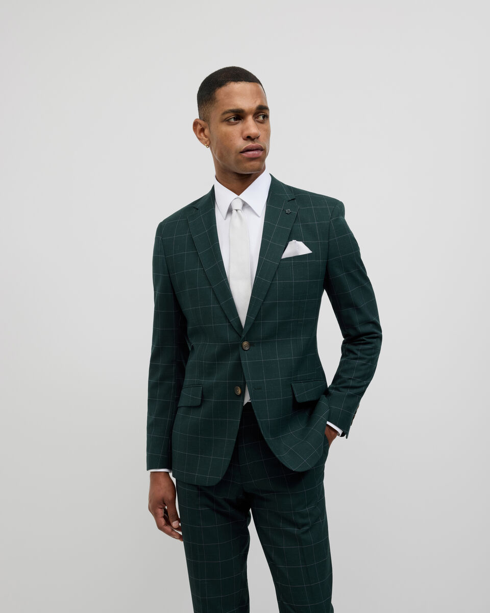 Sebastian Windowpane Check Tailored Jacket, Khaki Windowpane, hi-res
